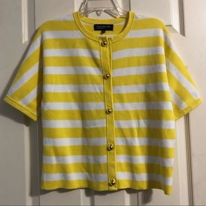 Jones New York Yellow/White Button Up Shirt